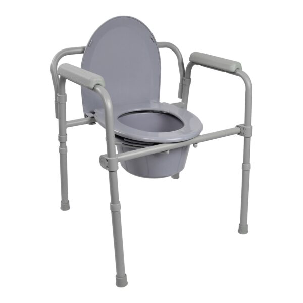 Folding Steel Commode Chair With Plastic Armrests