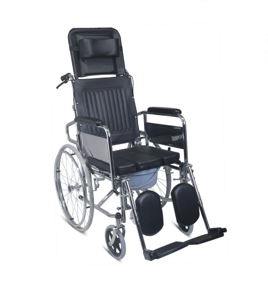 FS609GCU-Reclining-Commode-Wheelchair (2) Inclining Wheelchair With Commode (Reclining Wheelchair With Built-In Commode) - Image 1