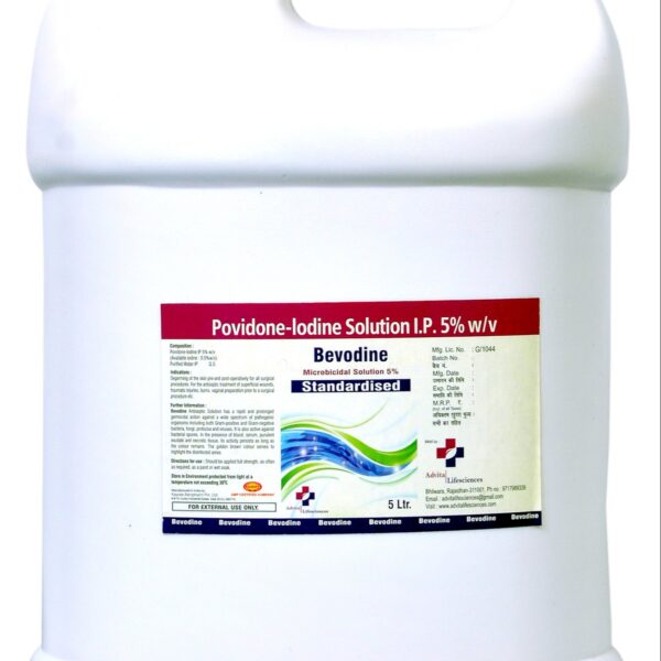 5% 5 Litre Bevodine Povidone Iodine Solution